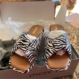 Chico's Zebra Print Slide Sandals